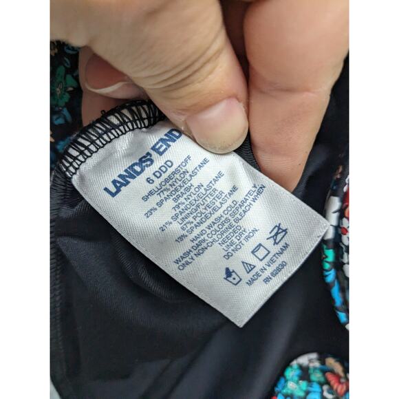 Land's End Women's Swim Top Tankini Wrap V-Neck Floral Underwire Size 6 DDD - Picture 8 of 9